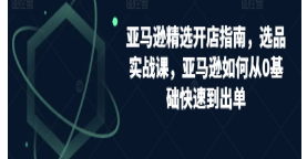 亚马逊精选开店指南，选品实战课，亚马逊如何从0基础快速到出单